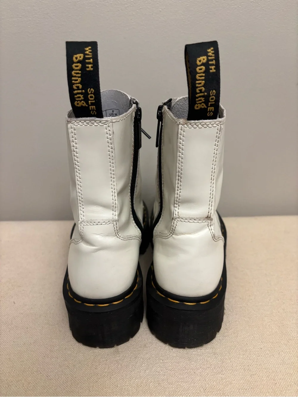 Doc Martens Jadon White Leather Chunky Platform Combat Boots Size 8M / 9L